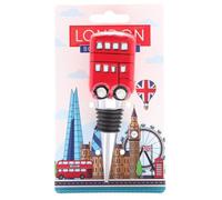 Puckator London Icons Red Bus Bottle Stopper, Ceramic Metal Tapered Design Fits All, Wine Beer Champagne Soda