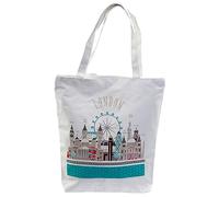 Puckator London Skyline Reusable Zip Up Cotton Bag - Canvas Tote Bag - Cotton Tote Bags - Eco Gifts for Women and Men - Cloth Shopping Bag - Fabric Bag - Foldable Bags for Shopping - Handbag