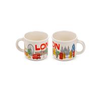 Puckator London Souvenir London Landmarks Set of 2 Porcelain Espresso Cups - Tableware Cute Coffee Latte Expresso Barista Glasses Mugs Cup Cups Drinkware Accessories Small Glass Travel Mug Kitchen Set