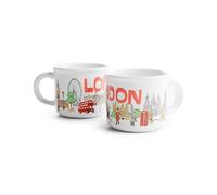 Puckator London Souvenir London Landmarks Set of 2 Porcelain Espresso Cups - Tableware Cute Coffee Latte Expresso Barista Glasses Mugs Cup Cups Drinkware Accessories Small Glass Travel Mug Kitchen Set