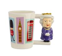 Puckator London Souvenir Queen Ceramic Shaped Handle Tea Coffee Mug - Funny Home Accessories - Cute Gifts for Girlfriend - Large Mugs for Men Women Hot Drinks - Cups Presents - Secret Santa Gift