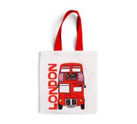 Puckator London Souvenir Red Bus Reusable Tote Bag - Canvas Cloth Shopping Fabric Cotton Tote Bag Bags - Eco Gifts for Women and Men - Foldable Bags for Shopping - Handbag