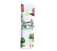 Puckator London Tour 100% Natural Bamboo Cutlery 6 Pc Set in Canvas Holder - Biodegradable Bamboo Utensils - Eco Friendly Cutlery - Camping Tableware - Cutlery Holder for Lunch Box -Party Cutlery