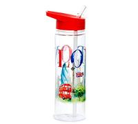 Puckator London Tour - Kids Drinks Bottle With Flip Straw - Reusable Water Bottle For Girls And Boys With A Carry Handle - Bpa Free - For School Nursery - Cute London Design - Pp 550ml