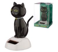 Puckator Lucky Black Cat Solar Pal - Home Office Table Desk Dashboard Car Decor Decoration - Gift Ideas - Gifts For Teenage Old Boy Girl Dad Mums - Powered KIds Toys Toy Figure Figures