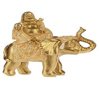 Puckator Lucky Buddha Sitting on Glitter Elephant - Cute Room Decor - Aesthetic Feng Shui Meditation Accessories - Garden Ornaments - Shelf Desk Decorations - Mindfulness Home Gifts - Statues