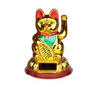 Puckator Maneki Neko Golden Lucky Waving Cat Solar Pal - Feng Shui Modern Fortune Luck Cat - Chinese Japanese Lucky Waving Cat - New Year Gifts Ornament - Home Decor Office Decoration