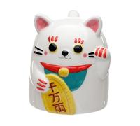 Puckator Maneki Neko Lucky Cat Upside Down Ceramic Shaped Mug, Food Safe, Decorative Gift Box, Home Kitchen Office, Tea Coffee Hot Chocolate Height 11cm Width 13.5cm Depth 10.5cm