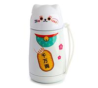 Puckator Maneki Neko - Stainless Steel Water Bottle - Cold for 24h and Hot for 12h - Metal Water Bottles with Lucky Cat Design - Double Walled Modern Thermos Flask - Bpa Free - 300 ml