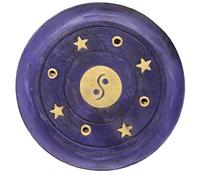 Puckator Mango Wood Butterfly Round Green Ashcatcher Incense Burner - Zen Spiritual Modern Gothic Home Room Decor Decorations - Meditation Accessories - Stick Sticks Cone Holder Burner Burners