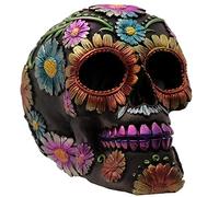 Puckator Metallic Day of the Dead Daisy & Flower Skull Decoration - Home Living Room Decoration - Gifts For Men Women