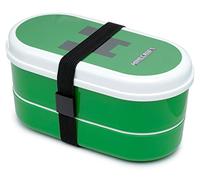 Puckator Minecraft Creeper Stacked Bento Box - Lunch Box for Adults and Kids with Compartments and Fork & Spoon - Snack Box - Food Containers with Lids - Stackable Snack Pots for Kids - Container