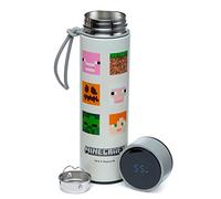 Puckator Minecraft - Stainless Steel Water Bottle with Led Temperature Display - Cold for 24h and Hot for 6h - Metal Water Bottles with Faces - Modern Thermos Flask - Bpa Free - 450 ml