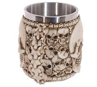 Puckator Multi Skull with Skull Emblem Tankard - Pint Glass - Viking Goblet - Fantasy Home Decoration - Beer Mugs - Viking Cup - Cool Glasses for Drinking - Tankers for Men - Resin