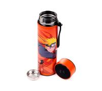 Puckator Naruto Hot & Cold Digital Thermometer Bottle - Reusable Insulated Active Water Bottle Flask for Girls and Boys with A Carry Handle & Straw - Bpa Free - for School Nursery