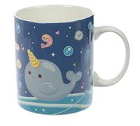 Puckator Narwaii And Friends Kawaii Narwhal Porcelain Mug, Tea Coffee Hot Drinks Microwave & Dishwasher Safe Height 9.5cm Width 12cm Depth 8cm 300ml Capacity