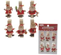 Puckator Novelty Father Christmas Mini Decorative Pegs, Pack of 6