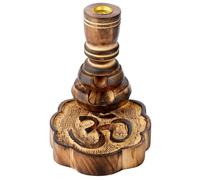 Puckator Om Carved Mango Wood Backflow Incense Burner - Zen Spiritual Modern Gothic Home Room Decor Decorations - Meditation Accessories - Stick Sticks Cone Holder Burner Burners