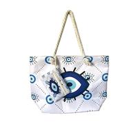 Puckator Oval Evil Eye Beach Bag - Beach Essentials - Summer Beach Bag - Beach Tote Bag - Shoulder Bag - Hobo Bucket Bag - Summer Essentials - Handbag - Holiday Bags For Women