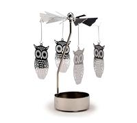 Puckator Owl Rotating Carousel Spinning Tea Light Candle Holder - Living Room Accessories - Owl Themed - Home Decoration - Ornaments - Candle Holder - Table Centrepiece Decoration