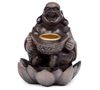 Puckator Peace of the East Wood Effect Lucky Buddha Backflow Incense Burner - Home Zen Meditation Decor Accessories Incense Waterfall Cone Burner Spiritual Feng Shui Gothic Goth Relaxation Gifts Gift