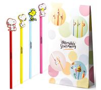 Puckator Peanuts Snoopy & Woodstock Pencil with PVC Toppers, Pack of 4