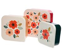 Puckator Pick of The Bunch Poppy Fields Set of 3 Lunch Box Snack Storage M/L/XL - Lunchbox with Multi Compartments - Small Food Containers - Lunchbox for Adults and Kids - Girls Boys Lunchbox
