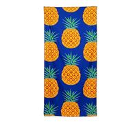 Puckator Pineapple Print Microfibre Beach Towel - Large Quick Drying Lightweight Thin Funny Mens Girls Beach Pool Holiday Towel Towels For Adults Womens - Vacation Accessories Essentials Family