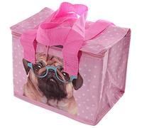 Puckator Pink Pug Woven Cool Bag Lunch Bag Home Office School Travel Camping Picnic Height 16cm Width 20cm Depth 13cm