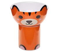 Puckator Porcelain Tiger Children's 2 Piece Mug & Bowl, Breakfast Lunch Dinner Set, Home Kitchen, Multicolour, Bowl 300ml 8x11x11cm Mug 200ml 7.5x9.5x6.5cm, Food Dishwasher & Microwave Safe