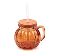 Puckator Pumpkin Mason Drinking Jar & Straw