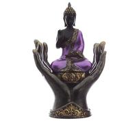 Puckator Purple and Black Thai Buddha in Hands - Cute Room Decor - Aesthetic Feng Shui Meditation Accessories - Garden Ornaments - Shelf Desk Decorations - Mindfulness Home Gifts - Statues