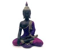Puckator Purple & Black Thai Buddha Dream Meditation - Cute Room Decor - Aesthetic Feng Shui Meditation Accessories - Garden Ornaments - Shelf Desk Decorations - Mindfulness Home Gifts - Statues
