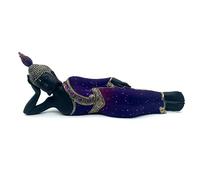 Puckator Purple & Black Thai Buddha Reclining - Cute Room Decor - Aesthetic Feng Shui Meditation Accessories - Garden Ornaments - Shelf Desk Decorations - Mindfulness Home Gifts - Statues