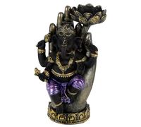 Puckator Purple, Gold and Black Ganesh in Hand Lotus Tea Light Candle Holder - Table Decorations Centrepiece - Tealight Lights Meditation Candle Stand Holders - Home Living Room Decor Accessories