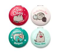 Puckator Pusheen the Cat Get ready for Christmas Compact Mirrors - Small Tiny Holiday Handbag Essentials Makeup Gift Sets For Women Teen Girls Compact Pocket Mirror Cosmetics Mirrors Stocking Fillers