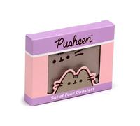 Puckator Pusheen the Cat Set of 4 Shaped Cork Coasters - Wood Table Pub Drink Coasters Tiles Placemats - Bar Man Cave Accessories For Home - Desk Coaster Tile Slate - Dining Table Decor Drinks Mats