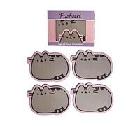 Puckator Pusheen the Cat Set of 4 Shaped Cork Coasters - Wood Table Pub Drink Coasters Tiles Placemats - Bar Man Cave Accessories For Home - Desk Coaster Tile Slate - Dining Table Decor Drinks Mats