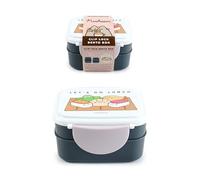 Puckator Pusheen The Cat Sushi Club Clip Lock Stacked Bento Lunch Box with Cutlery - for Adults and Kids with Compartments Snack Box Food Containers with Lids Stackable Snack Pots for Kids Meal Prep