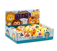 Puckator Queasy Squeezies Adoramals Lion, Giraffe, Monkey, Tiger Plush Squeezy Toy