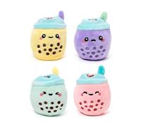 Puckator Queasy Squeezies Foodiemals Bubble Tea Plush Squeezy Toy - Small Funny Exam Gifts Stress Relief Balls Squishies - Mini Sensory Ball Toys For Adults Women Kids - Slime Party Bag Fillers