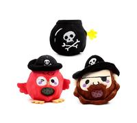 Puckator Queasy Squeezies Jolly Rogers Pirate Plush Squeezy Toy - Small Funny Exam Gifts Stress Relief Balls Squishies - Mini Sensory Ball Toys For Adults Women Kids - Slime Party Bag Fillers