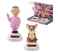 Puckator Queen and Corgi Set of 2 Solar Pals - Home Office Table Desk Dashboard Car Decor Decoration - Gift Ideas - Gifts For Teenage Old Boy Girl Dad Mums - Powered KIds Toys Toy Figure Figures