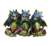 Puckator Rainbow Dragon Metallic Hear No See No Speak No Evil - Home Decoration - Rainbow Metllic Dragon - Ornaments - Resin - Home Accessories - - Living Room Accessories - Fantasy Gifts For Men