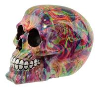 Puckator Rainbow Marble Effect Skull Ornament - Home Decoration - Rainbow Marble Skull - Ornaments - Resin - Home Accessories - Living Room Accessories - Human Skeleton - Goth Gifts For Men