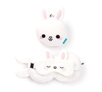 Puckator Relaxeazzz Adoramals Frances the Rabbit Plush Travel Pillow & Eye Mask - Sleep Eye Mask Masks - Kids Travel Accessories For Sleeping Airplane - Flight Plane Neck Pillow Pillows
