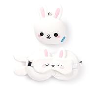 Puckator Relaxeazzz Adoramals Frances the Rabbit Plush Travel Pillow & Eye Mask - Sleep Eye Mask Masks - Kids Travel Accessories For Sleeping Airplane - Flight Plane Neck Pillow Pillows