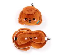 Puckator Relaxeazzz Adoramals Gigi the Toy Poodle Plush Travel Pillow & Eye Mask - Sleep Eye Mask Masks - Kids Travel Accessories For Sleeping Airplane - Flight Plane Neck Pillow Pillows