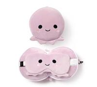 Puckator Relaxeazzz Adoramals Octopus Round Plush Travel Pillow & Eye Mask - Sleep Eye Mask Masks - Kids Travel Accessories For Sleeping Airplane - Flight Plane Neck Pillow Pillows