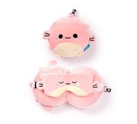 Puckator Relaxeazzz Adoramals Puff the Puffer Fish Plush Travel Pillow & Eye Mask - Sleep Eye Mask Masks - Kids Travel Accessories For Sleeping Airplane - Flight Plane Neck Pillow Pillows